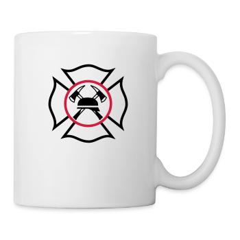 Maltese Cross with gekreutzen axes and helmet - Mug - white - Right