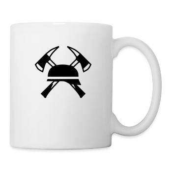 Feuerwehrhelm und gekreuzte Äxte - Tasse - Weiß - Rechts