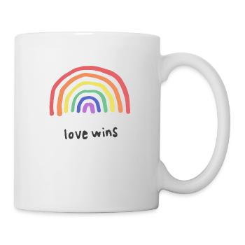 Liebe gewinnt Regenbogen - Tasse - Weiß - Rechts
