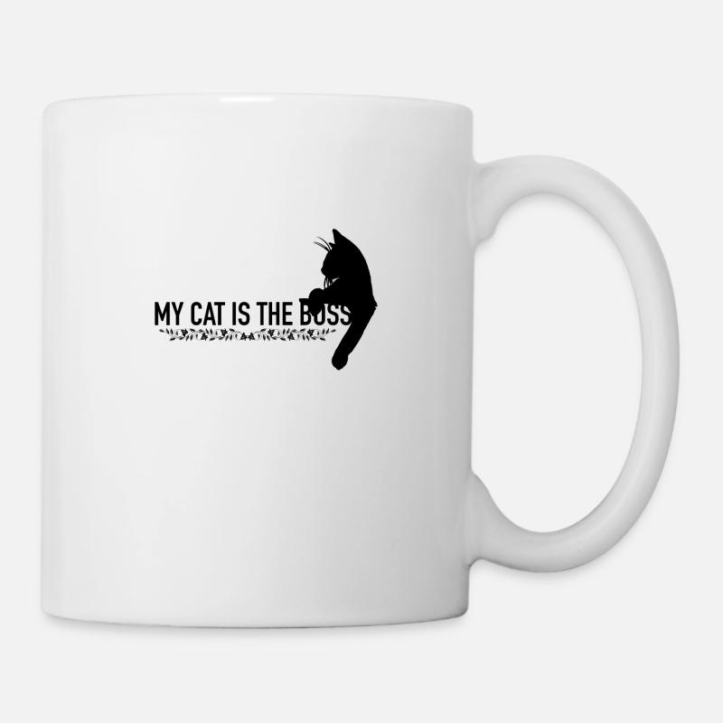 Graphique Mon chat est le patron - Mug blanc - blanc