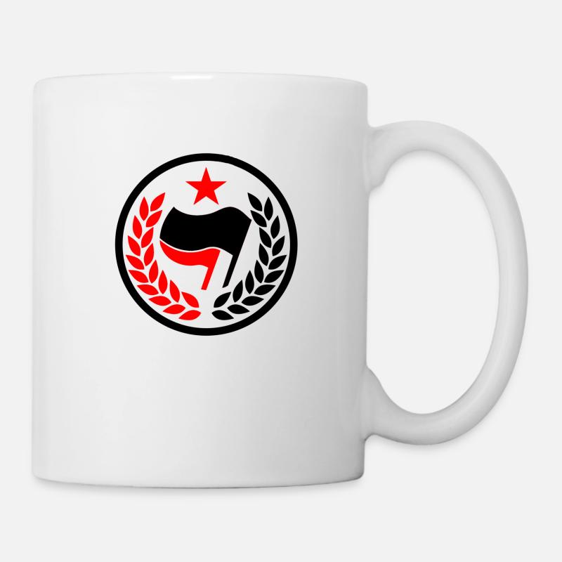 ANTIFASCHIST COMMUNIST ANTIFA FLAG RED STAR - Mug blanc - blanc