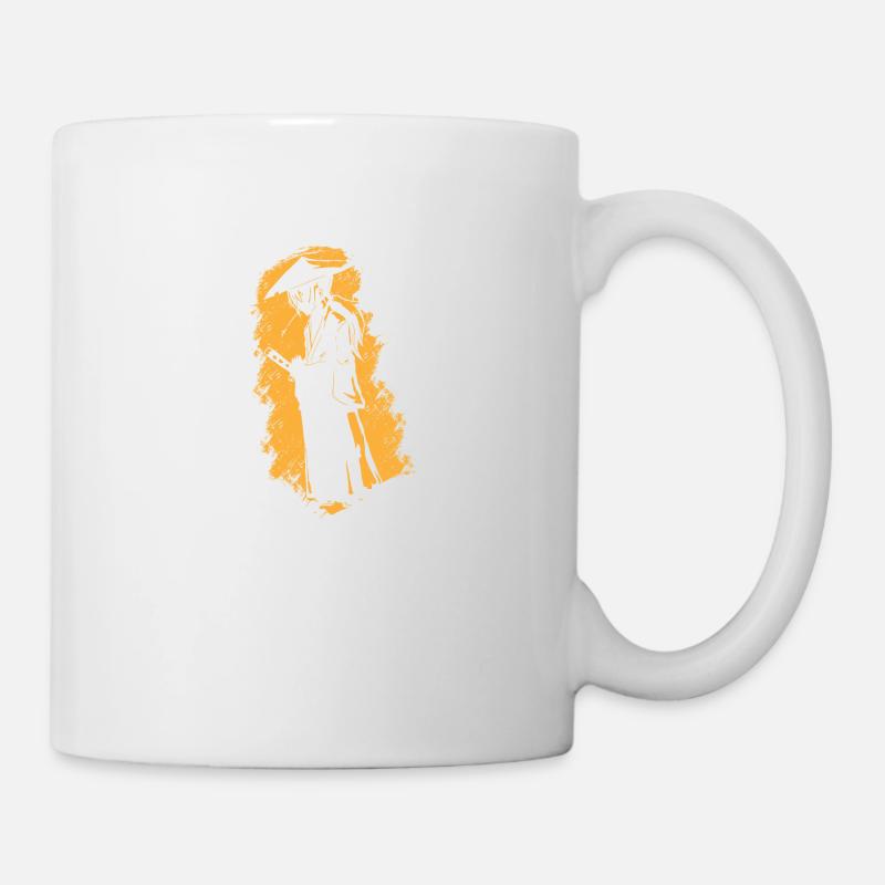 Samurai Silhouette Robe Strohhut Asien Katana - Tasse - Weiß