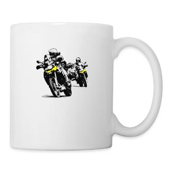 zwei Motorräder Schräglage - Tasse - Weiß - Rechts