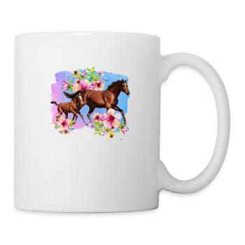 Floral Horse And Baby Horse - Mug - white - Right