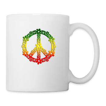 Reggae Peace symbol paix signe été amour fleur - Mug blanc - blanc - Droite