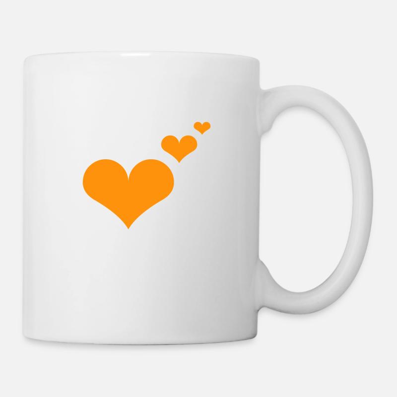Herzen orange Geschenkidee - Tasse - Weiß