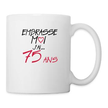 75 ans embrasse moi anniversaire - Mug blanc - blanc - Droite