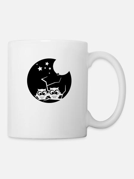 2 verträumte eulen - Tasse - Weiß