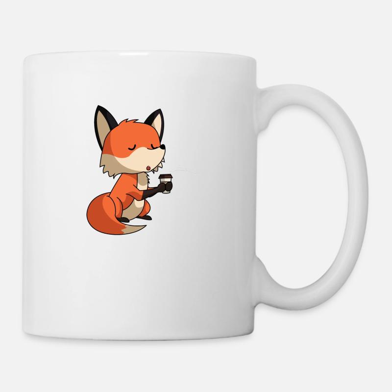 Fuchs mit Kaffee - Tasse - Weiß