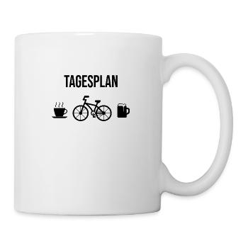 Fahrradfahrer Fahrrad Tagesplan Geschenkidee - Tasse - Weiß - Rechts