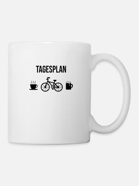 Fahrradfahrer Fahrrad Tagesplan Geschenkidee - Tasse - Weiß