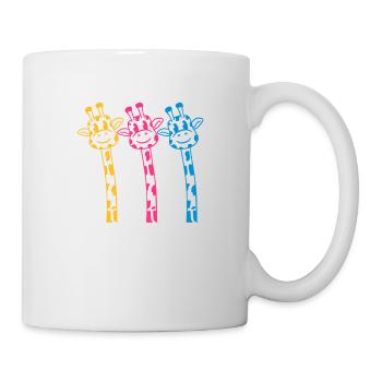 3 Funny comic cartoon giraffes in bright colors - Mug - white - Right