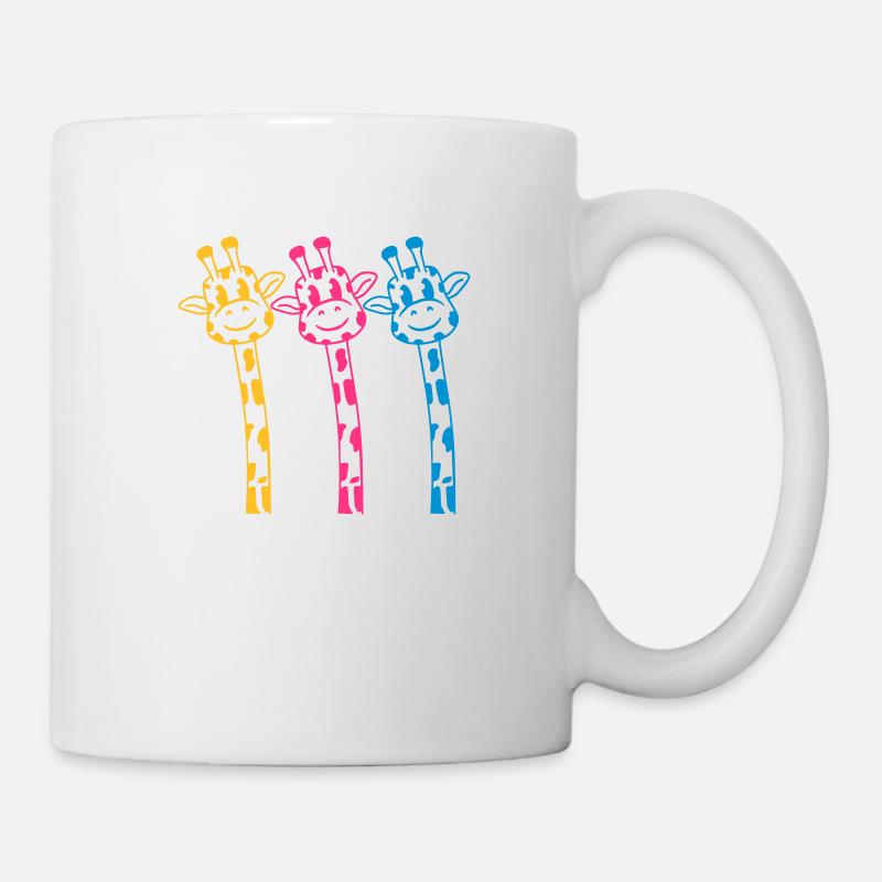 3 girafes de dessins animés drôles aux couleurs vives - Mug blanc - blanc