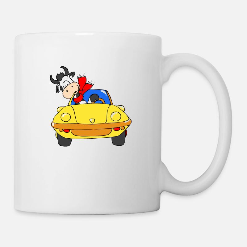 Cow driving car - Mug - white