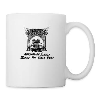 adventure starts where the road ends - Tasse - Weiß - Rechts