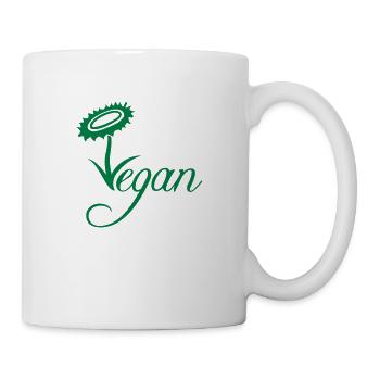 Vegan Sonnenblumen Logo - Tasse - Weiß - Rechts