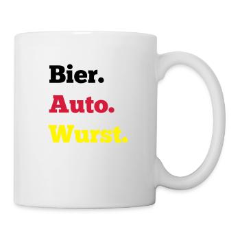 Bier Auto Wurst - Tasse - Weiß - Rechts