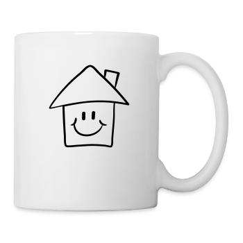 Lustiges Comic Smiley Haus - Tasse - Weiß - Rechts