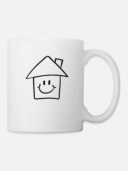 Lustiges Comic Smiley Haus - Tasse - Weiß