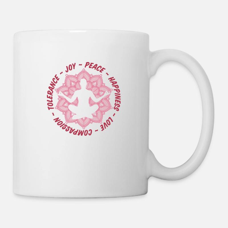 Paix, amour, tolérance, relaxation, méditation - Mug blanc - blanc