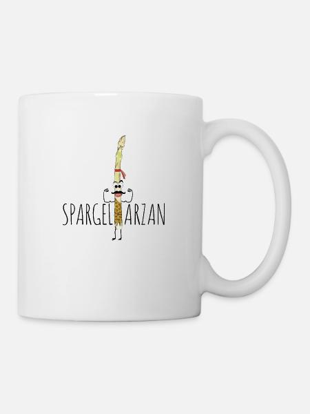 Lustiger Spargeltarzan - Fitness Geschenkidee - Tasse - Weiß