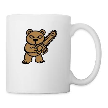 Teddybär Gartenschere Bär Kettensäge Spaß frech - Tasse - Weiß - Rechts