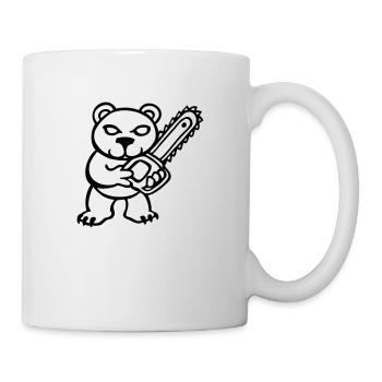 Teddybär Gartenschere Bär Kettensäge Spaß frech - Tasse - Weiß - Rechts