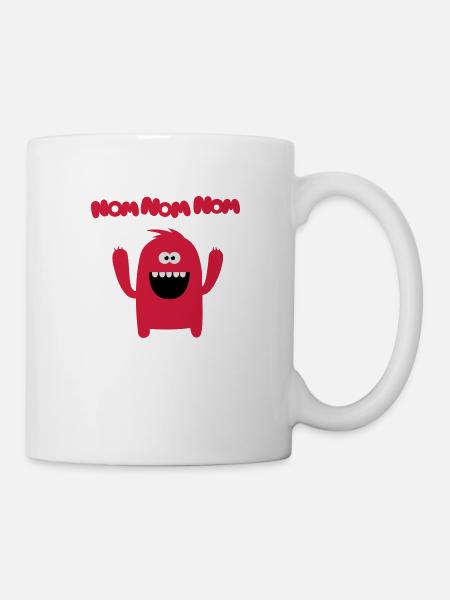 Om nom nom nom - Monster - Tasse - Weiß