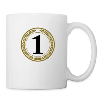 Medal, Award, Trophy, Win, Sports, Wreath, 1, One - Tasse - Weiß - Rechts