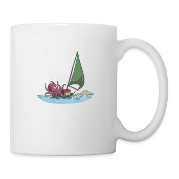 Segelboot Segeln mit Krake Geschenk - Tasse - Weiß - Rechts