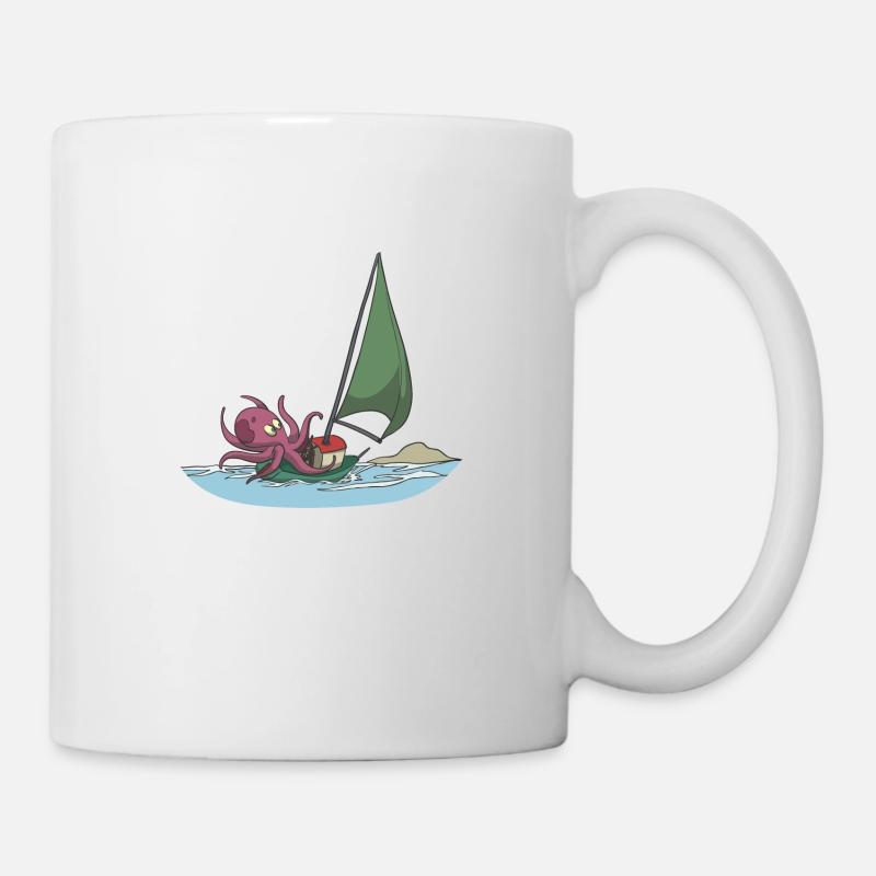 Voilier Voilier avec pieuvre cadeau - Mug blanc - blanc