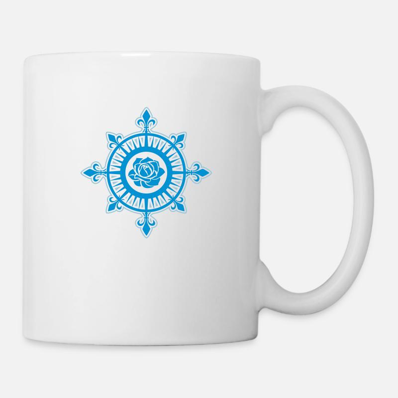 Boussole Rose, Fleur de Lis, Voile, mer, marin, - Mug blanc - blanc