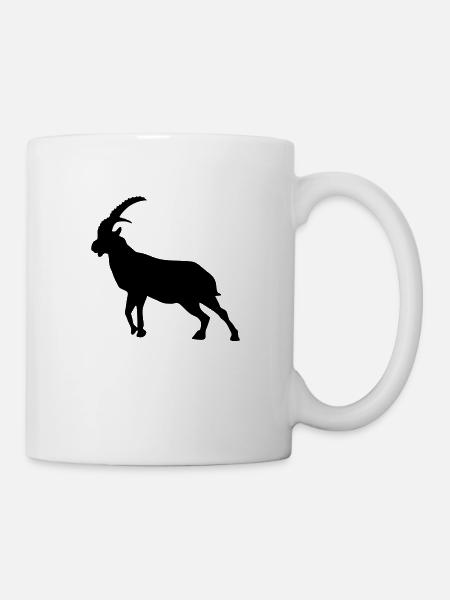 bouquetin ibex silhouette animal montagne - Mug blanc - blanc