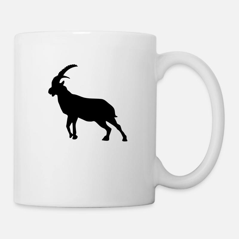 steinbock steinbock silhouette tier berg - Tasse - Weiß