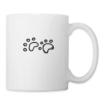 Pfoten Abdruck Symbol Katze Kätzchen Mieze - Tasse - Weiß - Rechts