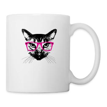 Hipster Katze Pinke Brille Hipster Cat glasses - Mug - white - Right