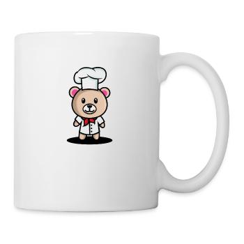 Ours doux habillé comme un cadeau super cuisinier Kinde - Mug blanc - blanc - Droite