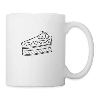 Torte Stück Kaffee und Kuchen Kaffeepause Symbol - Tasse - Weiß - Rechts