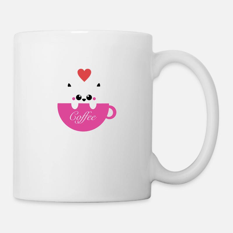 Katze liebt Kaffee - Tasse - Weiß