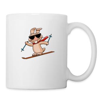 Cooler Hase fährt Ski - Tasse - Weiß - Rechts