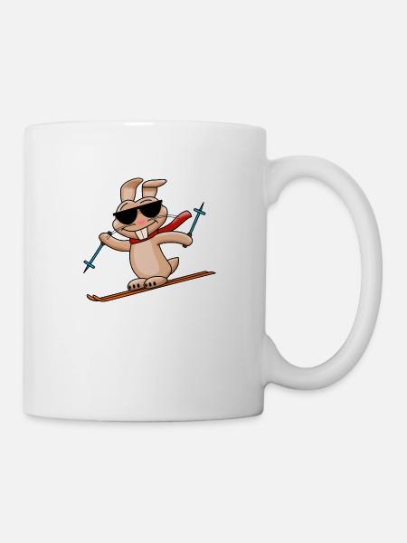 Cooler Hase fährt Ski - Tasse - Weiß