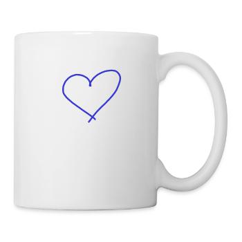 Blaues Herz Geschenkidee Geschenk Idee - Tasse - Weiß - Rechts