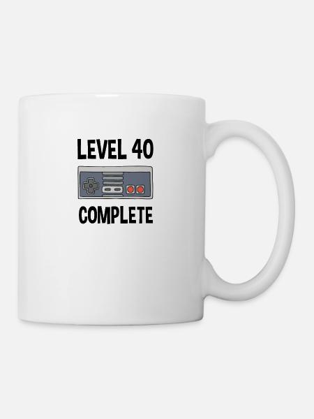 Level 40 Complete 40. Geburtstag Retrogaming - Tasse - Weiß
