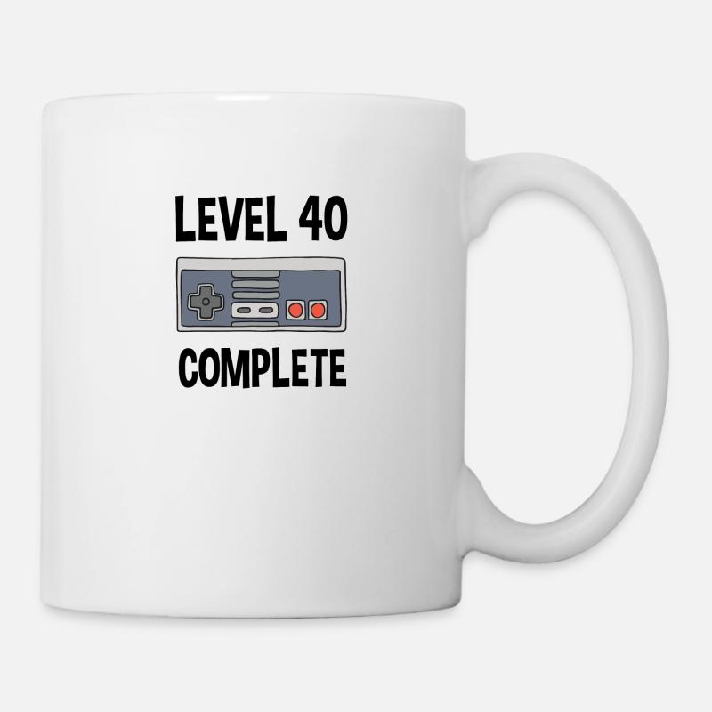 Level 40 Complete 40. Geburtstag Retrogaming - Tasse - Weiß