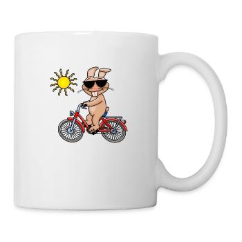 Cooler Hase fährt Fahrrad - Tasse - Weiß - Rechts