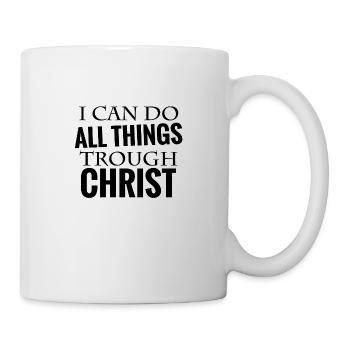 Je peux tout faire à travers des versets bibliques chrétiens - Mug blanc - blanc - Droite