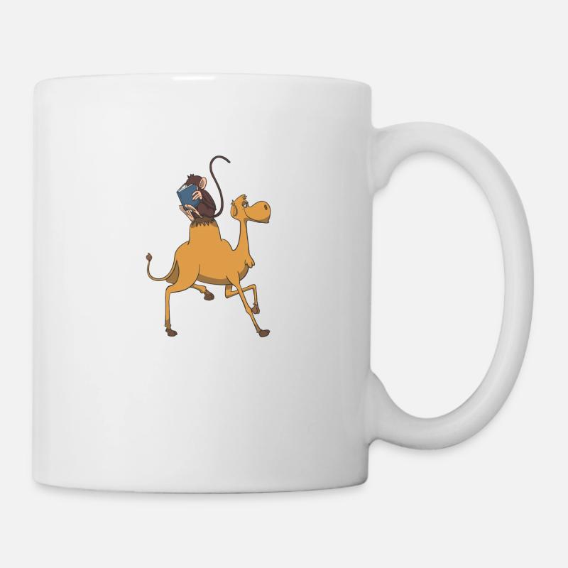 Monkey reads on camel book reading books gift - Mug - white