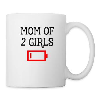 Tired Mom Of 2 Girls Fun Mother Of Two Daughters - Mug - white - Right