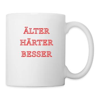 Typisch Mann, älter härter besser - Tasse - Weiß - Rechts
