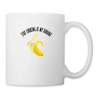 Arrêtez de regarder mon t-shirt énonciation drôle de banane - Mug blanc - blanc - Droite